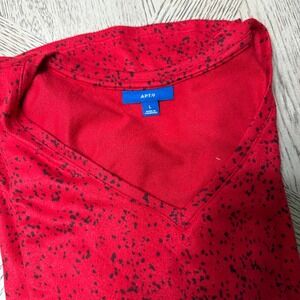 Apt. 9 Women's Size Large Red Speckled Long Sleeve V-Neck Top‎